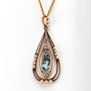 Aquamarine Pearl Diamond Pendant