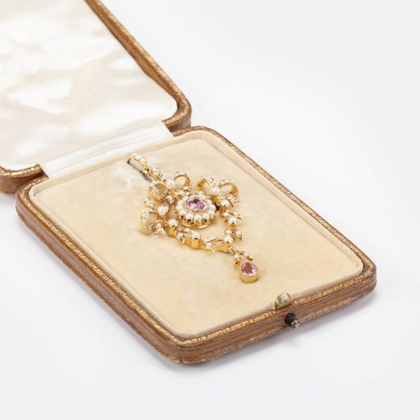 Fine Jewels Of Harrogate Tourmaline Pearl Pendant Brooch