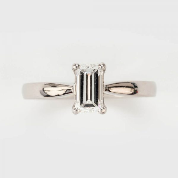 Fine Jewels of Harrogate Contemporary 0.79 Carat Emerald Cut Diamond Solitaire Engagement Ring