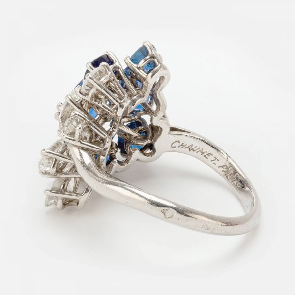 Fine Jewels of Harrogate Vintage Chaumet 1.93 Carat Sapphire and 0.90 Carat Diamond dress Ring circa 1960's