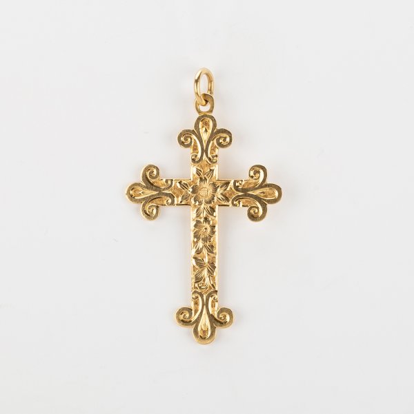 Fine Jewels of Harrogate Antique Edwardian Gold Cross Pendant Circa 1900's