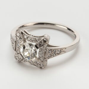 Fine Jewels of Harrogate Contemporary Platinum 0.85 carat Diamond Cluster engagement Ring