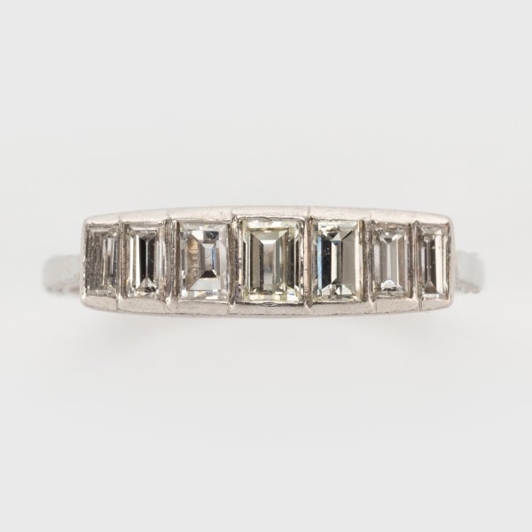 Fine Jewels of Harrogate Art Deco 0.60 Carat Baguette Cut Diamond Seven Stone Engagement Ring Circa 1930's