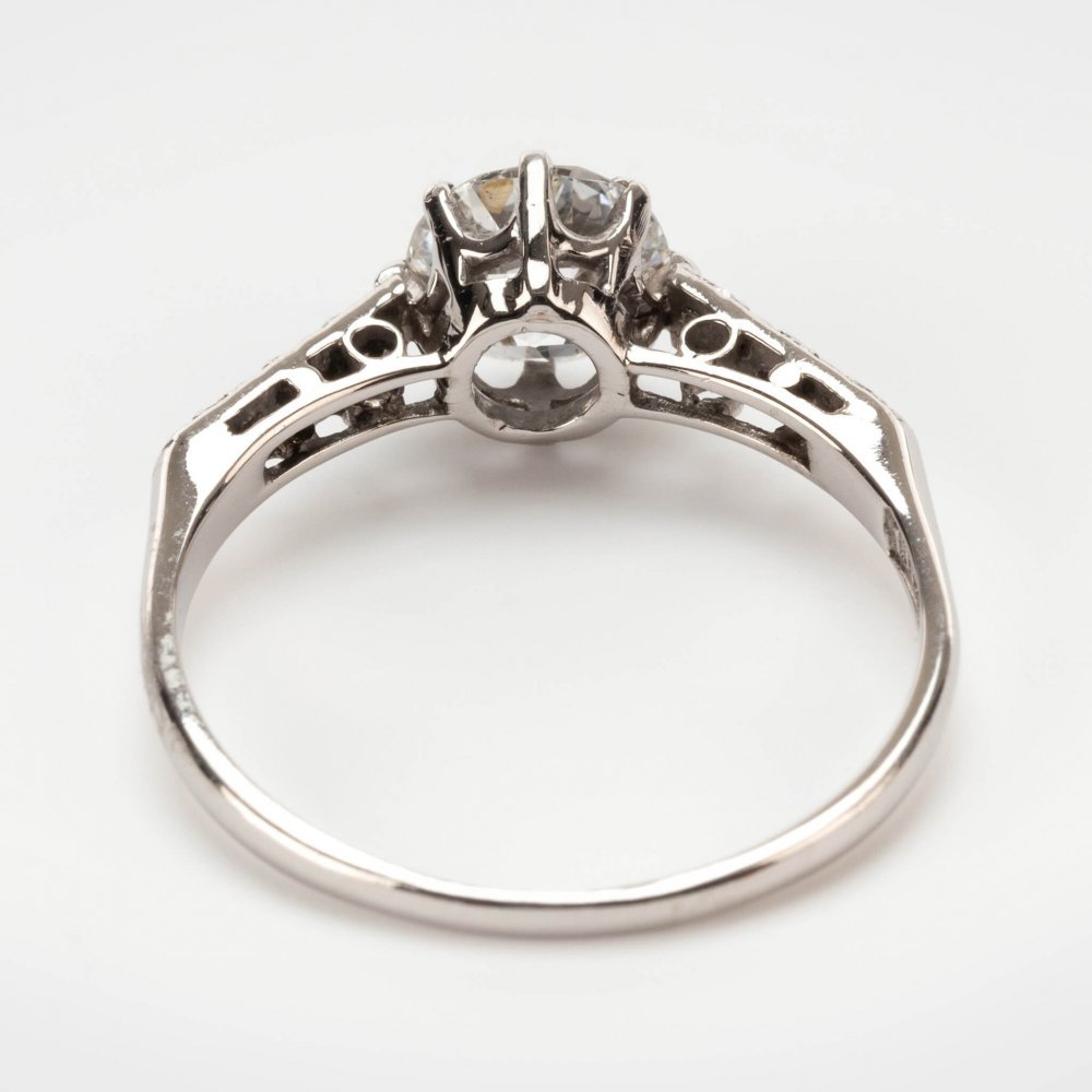 Fine Jewels of Harrogate Art Deco 1.08 Carat E Colour Diamond Solitaire Engagement Ring Circa 1930's