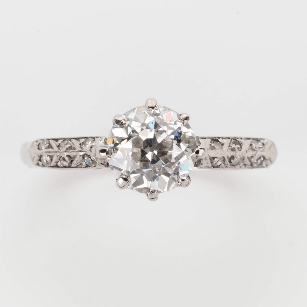 Fine Jewels of Harrogate Art Deco 1.08 Carat E Colour Diamond Solitaire Engagement Ring Circa 1930's
