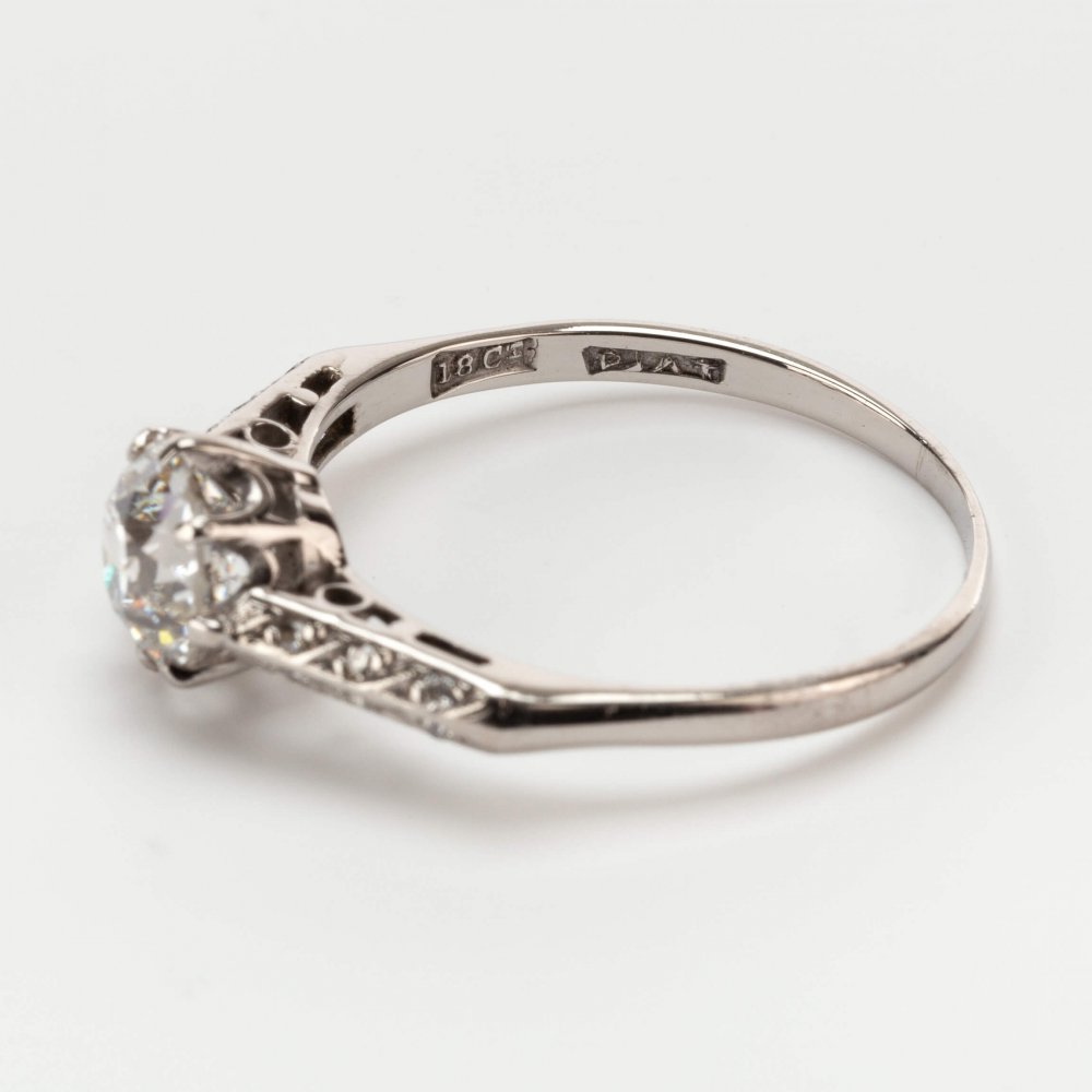 Fine Jewels of Harrogate Art Deco 1.08 Carat E Colour Diamond Solitaire Engagement Ring Circa 1930's