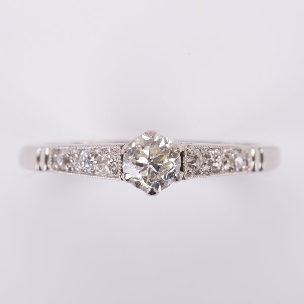 Fine Jewels of Harrogate Vintage 0.35 Carat Diamond Solitaire Engagement Ring Circa 1940’s