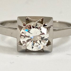 Fine Jewels of Harrogate Art Deco French 0.70 Carat Diamond Solitaire Engagement Ring Circa 1930's