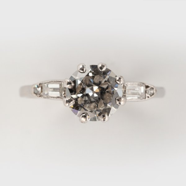 Fine Jewels of Harrogate Art Deco 1.28 Carat Diamond Solitaire Engagement Ring Circa 1920's