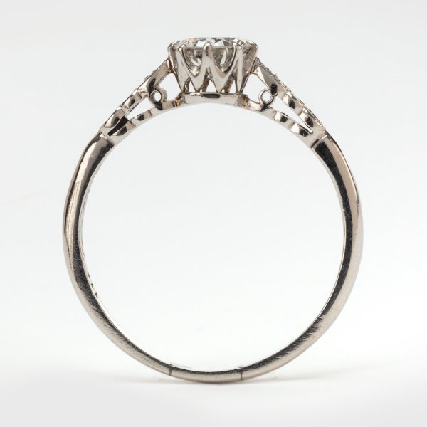 Fine Jewels of Harrogate Art Deco 0.62 Carat Transitional Cut Diamond Solitaire Engagement Ring Circa 1930's