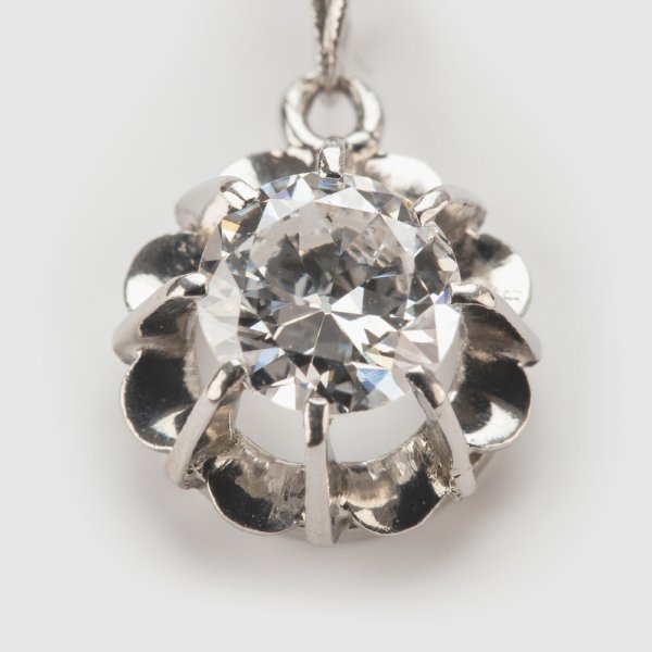 Fine Jewels of Harrogate Art Deco 0.52 Carat Diamond Solitaire Pendant Circa 1930's