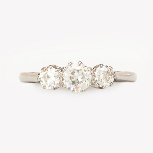 Fine Jewels of Harrogate Art Deco 0.72 Carat Diamond Three Stone Trilogy Engagement Ring Circa 1920's