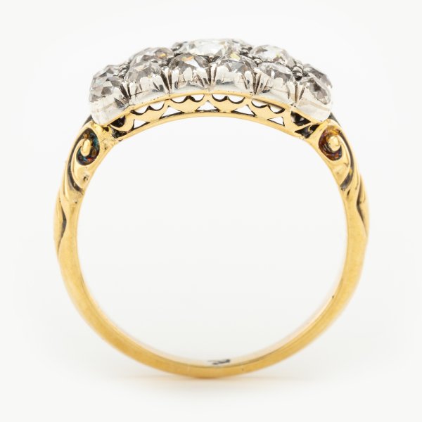 Fine Jewels of Harrogate Antique Victorian 1.60 Carat Diamond Triple Cluster Engagement Ring Circa 1880's