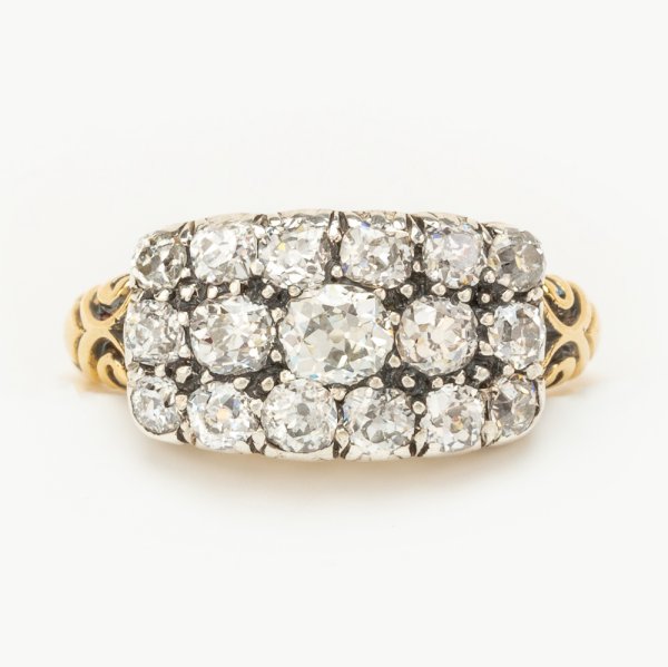 Fine Jewels of Harrogate Antique Victorian 1.60 Carat Diamond Triple Cluster Engagement Ring Circa 1880's