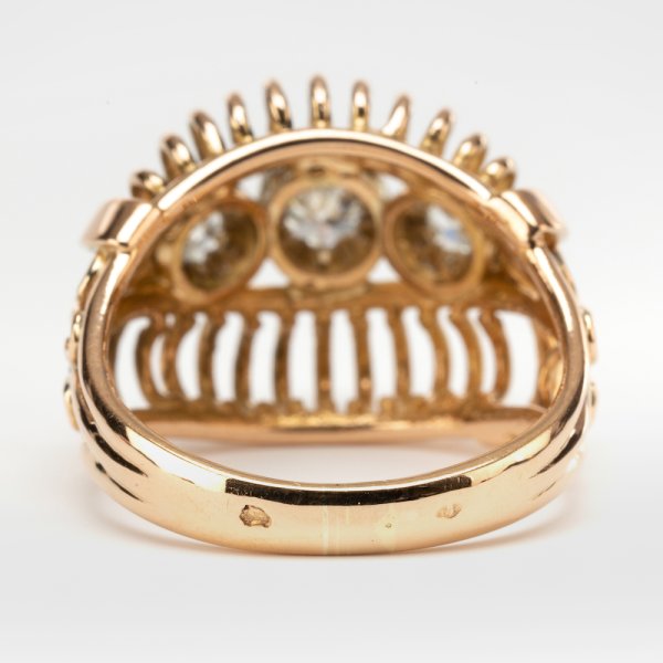 Fine Jewels of Harrogate Vintage French Retro 0.92 Carat Diamond Three Stone Trilogy Engagement Ring Circa 1940's