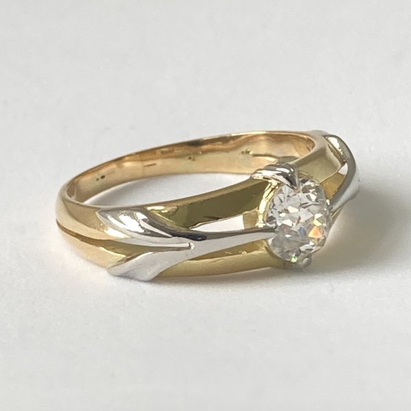 Fine Jewels of Harrogate Antique Art Nouveau 0.75 Carat Diamond Solitaire Engagement Ring Circa 1890's